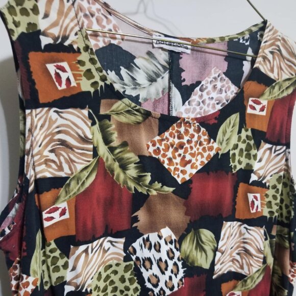 Notations Dress XL Jungle Animal Print Sleeveless Flowy Casual Summer - Picture 3 of 5